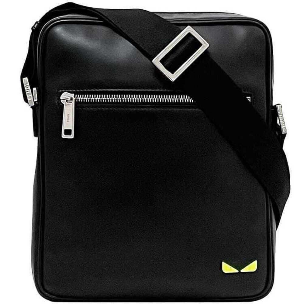 Fendi Shoulder Bag Black Neon Green Bugs Leather Crossbody Fluorescent Zip